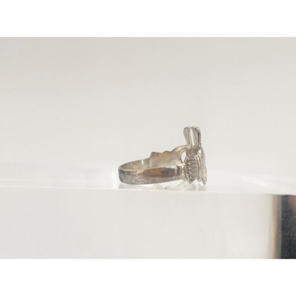 Irish Made Claddagh Heart & Crown Sterling Silver 925 Vintage Ring - sz 3 - Picture 3 of 13